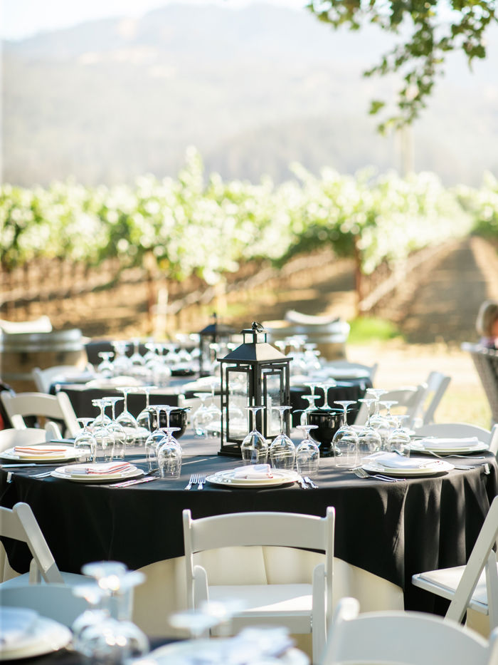 tables outside next to vineyard